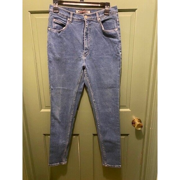 Daily Jeans 80's Vintage Womens Blue High Waisted Skinny Denim Jeans Size 13/14 - Picture 1 of 10